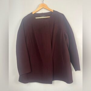 Talbots Burgundy Purple Boiled Wool Zip Blazer Jacket size 1X petite